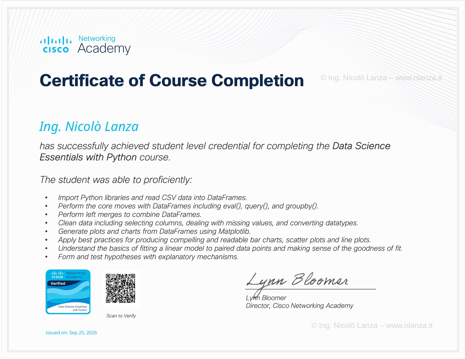 Data Science Essentials with Python – Nicolò Lanza